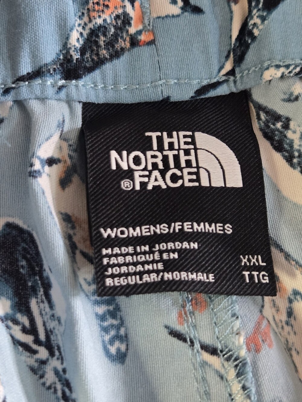 North Face Womens Class V Quick Dry Short Light Blue Bird Print Pockets Size XXL - Picture 3 of 15